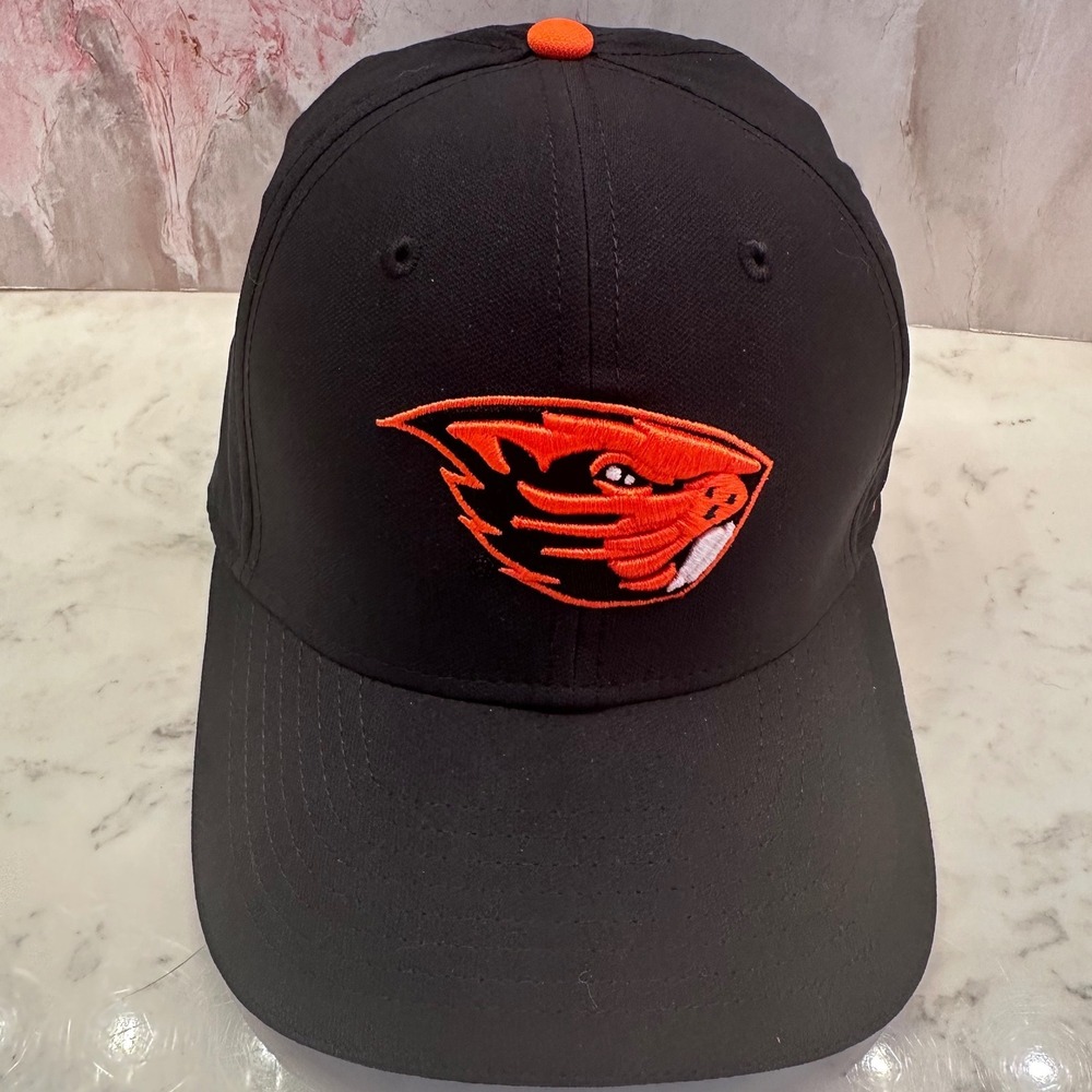 Nike Oregon State Beavers Dri-FIT Rise Cap Hat Black Orange S/M OSU Collegiate